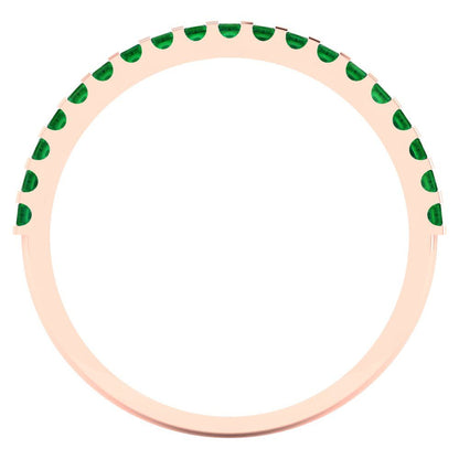 0.285 cttw Simulated Emerald Princess Cut Rose Gold Eternity Wedding Band