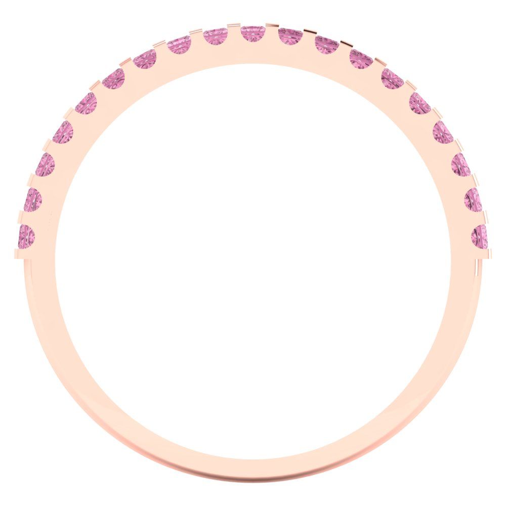 0.285 cttw Simulated Pink Diamond Princess Cut Rose Gold Eternity Wedding Band