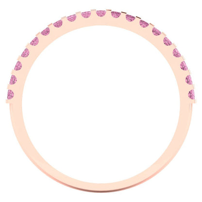 0.285 cttw Simulated Pink Diamond Princess Cut Rose Gold Eternity Wedding Band