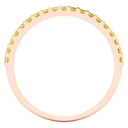 0.285 cttw Simulated Yellow Diamond Princess Cut Rose Gold Eternity Wedding Band