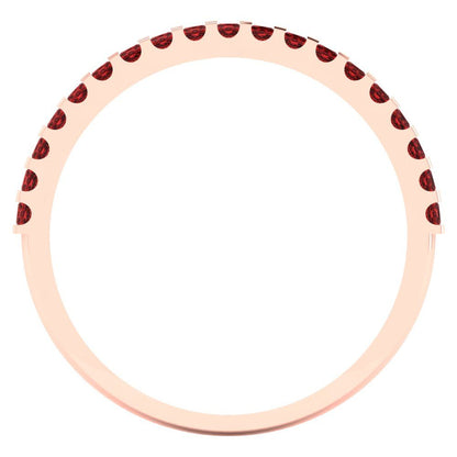 0.285 cttw Natural Garnet Princess Cut Rose Gold Eternity Wedding Band