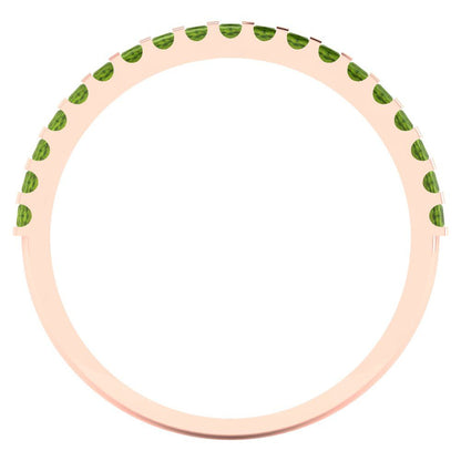 0.285 cttw Natural Peridot Princess Cut Rose Gold Eternity Wedding Band