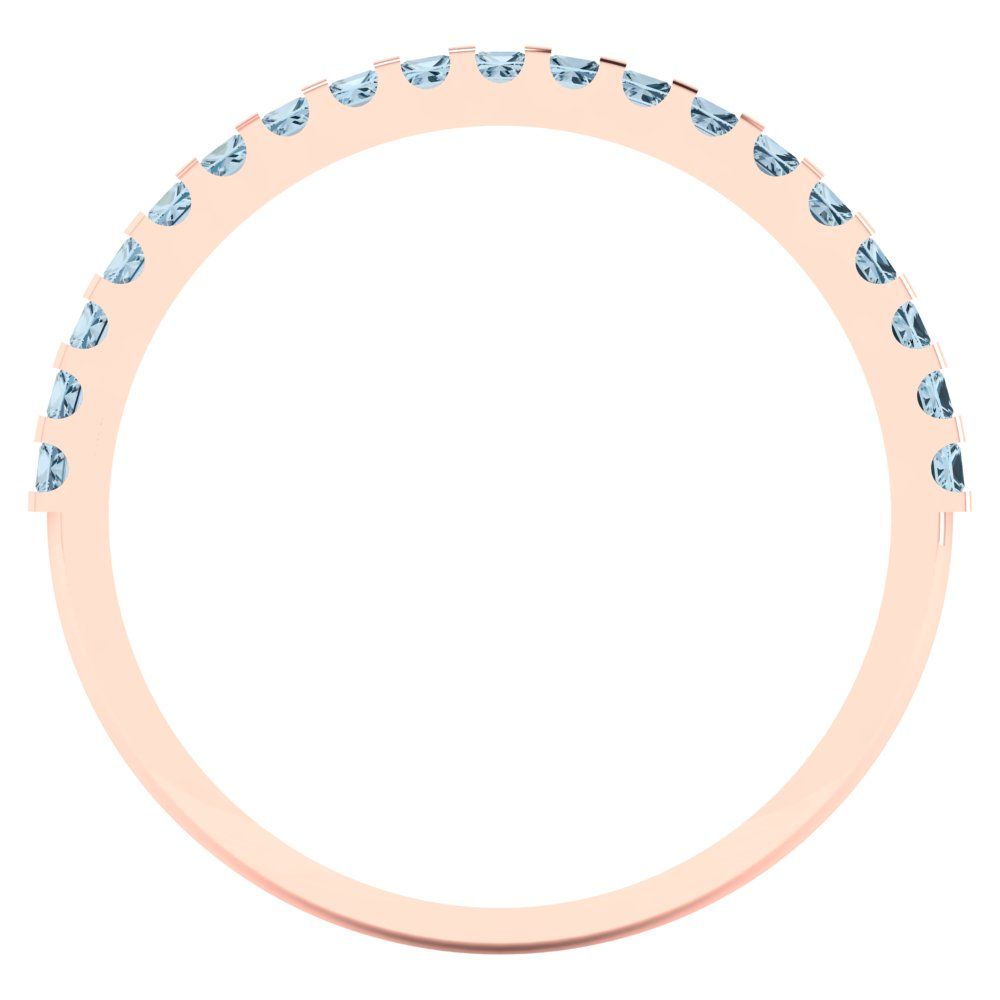 0.285 cttw Natural Aquamarine Princess Cut Rose Gold Eternity Wedding Band