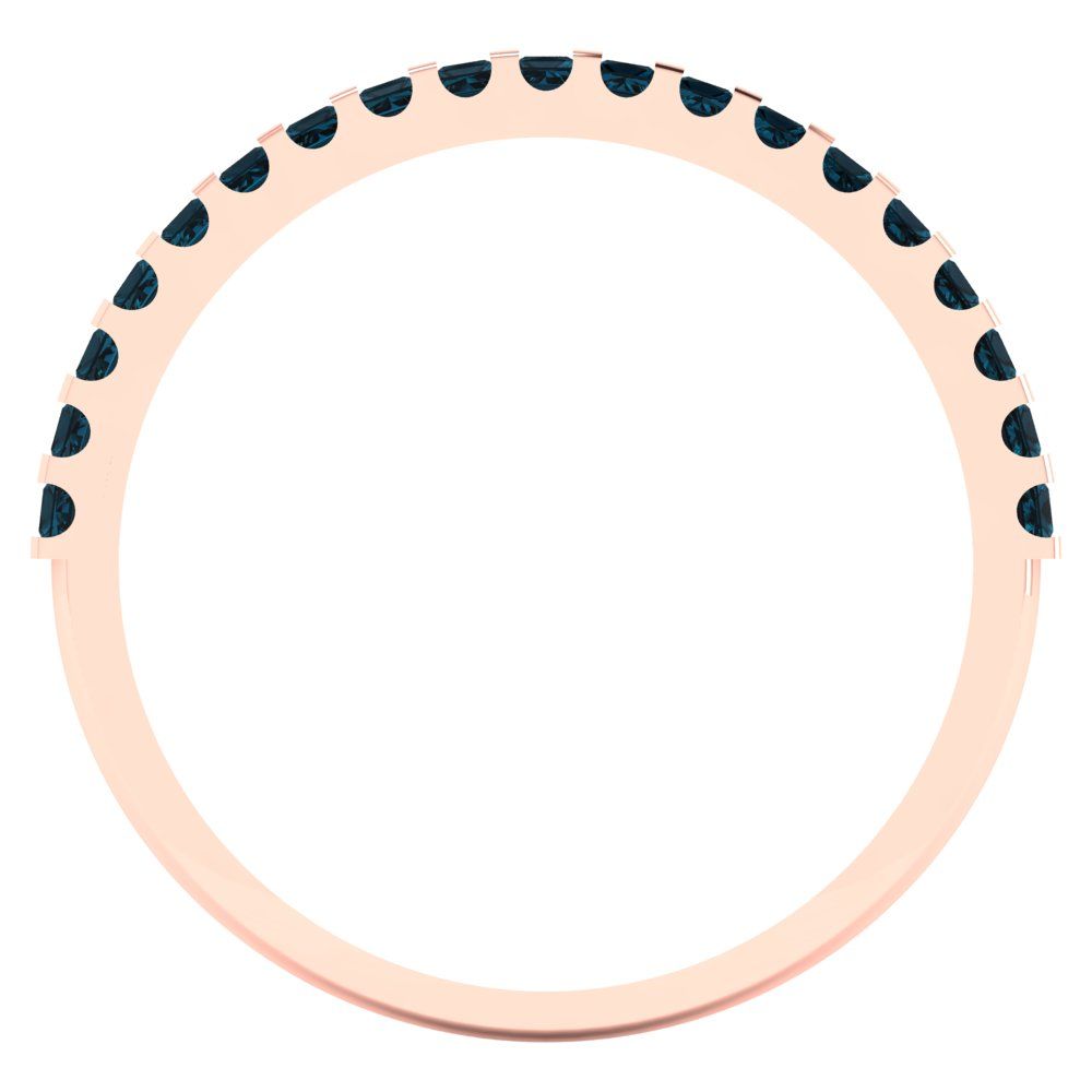 0.285 cttw Natural London Blue Topaz Princess Cut Rose Gold Eternity Wedding Band