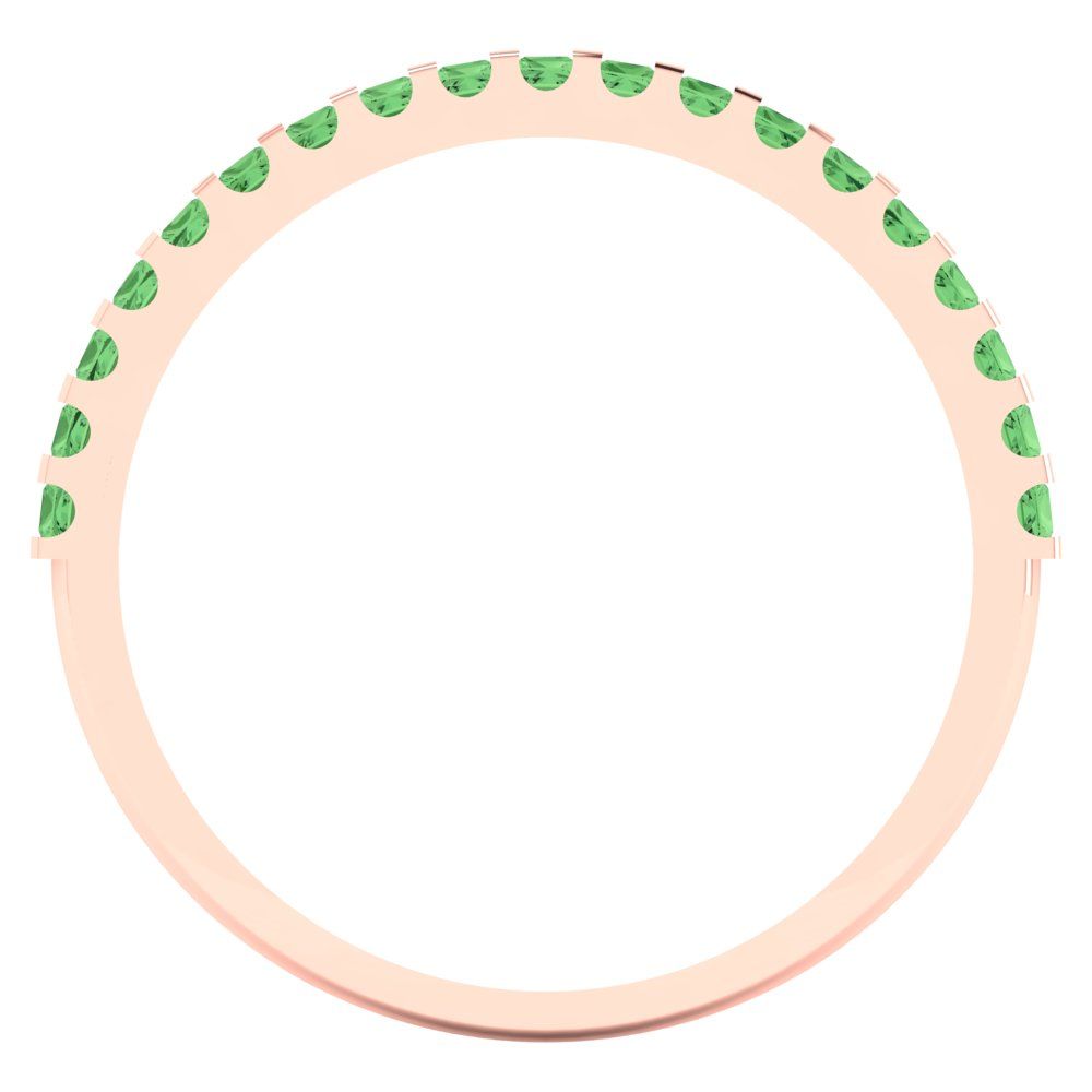 0.285 cttw Simulated Green Diamond Princess Cut Rose Gold Eternity Wedding Band