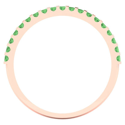 0.285 cttw Simulated Green Diamond Princess Cut Rose Gold Eternity Wedding Band