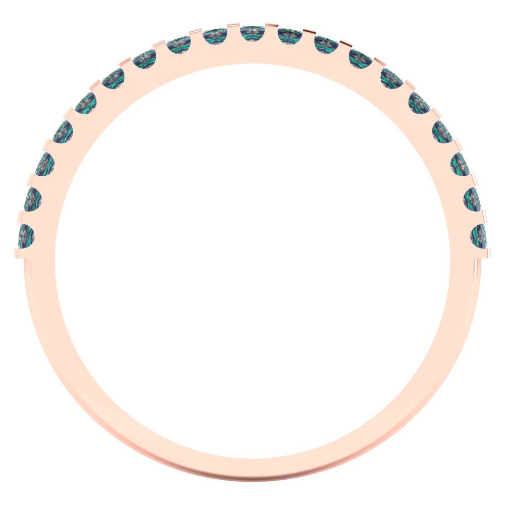 0.285 cttw Blue Moissanite Princess Cut Rose Gold Eternity Wedding Band