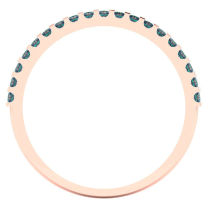 0.285 cttw Blue Moissanite Princess Cut Rose Gold Eternity Wedding Band