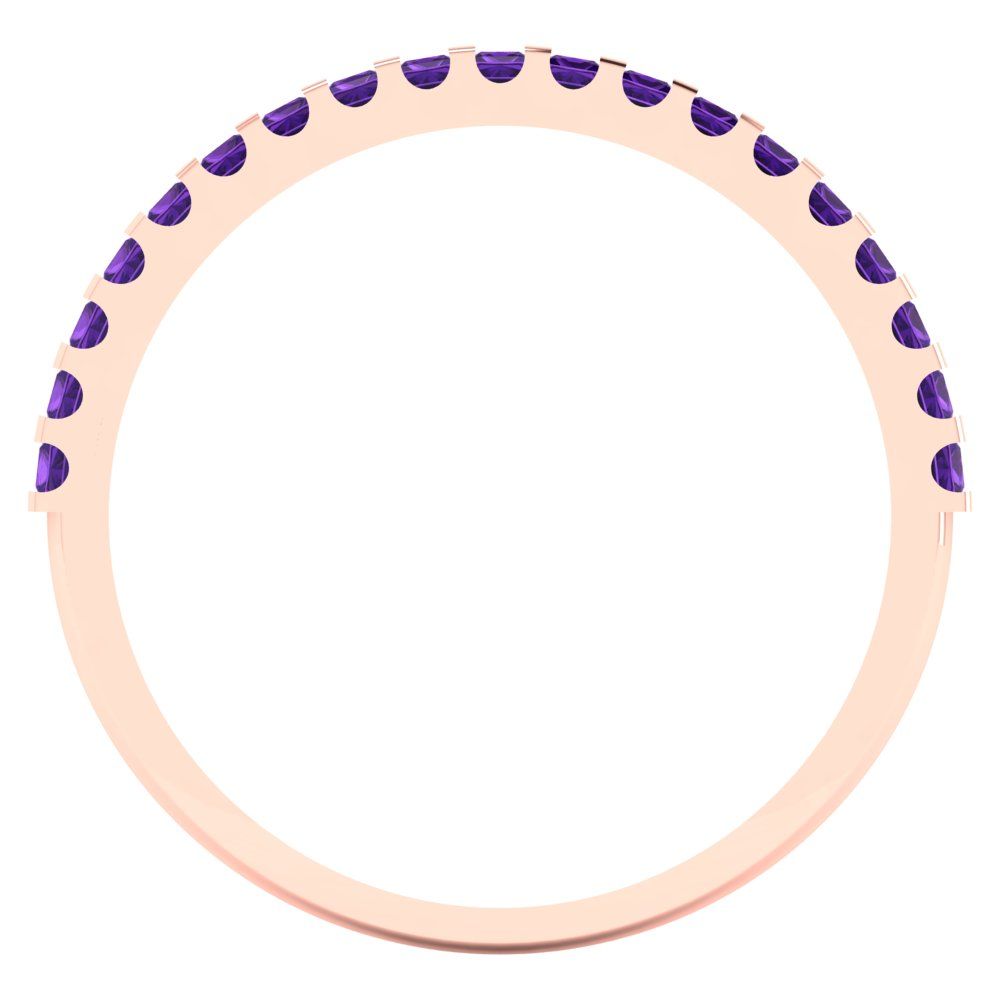 0.285 cttw Natural Amethyst Princess Cut Rose Gold Eternity Wedding Band