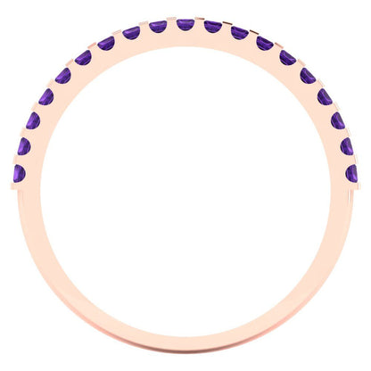 0.285 cttw Natural Amethyst Princess Cut Rose Gold Eternity Wedding Band
