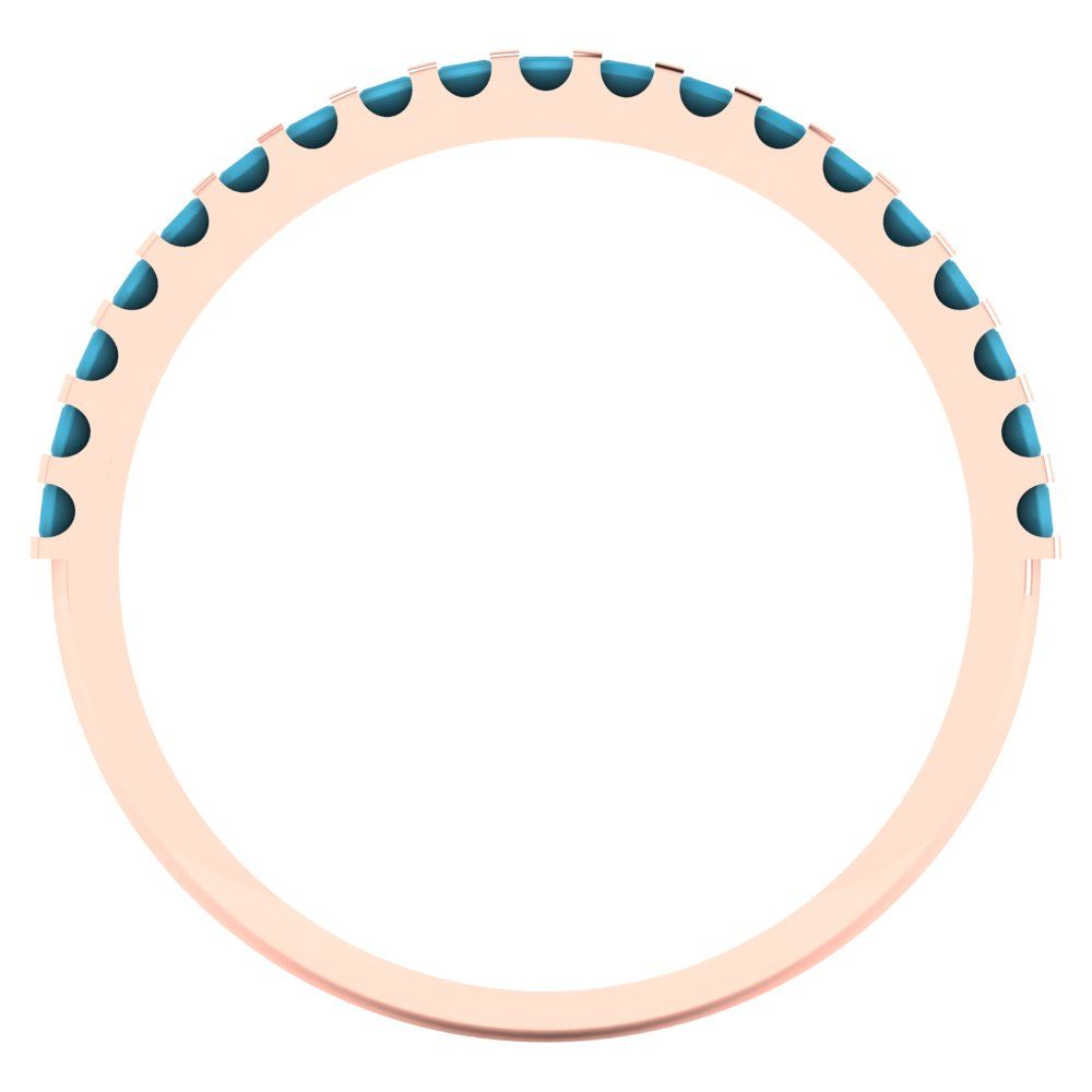 0.285 cttw Simulated Turquoise Princess Cut Rose Gold Eternity Wedding Band