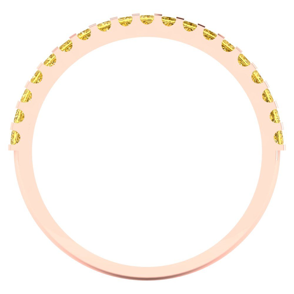 0.285 cttw Natural Citrine Princess Cut Rose Gold Eternity Wedding Band