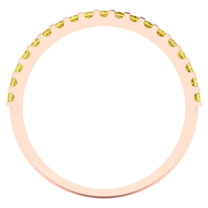 0.285 cttw Natural Citrine Princess Cut Rose Gold Eternity Wedding Band