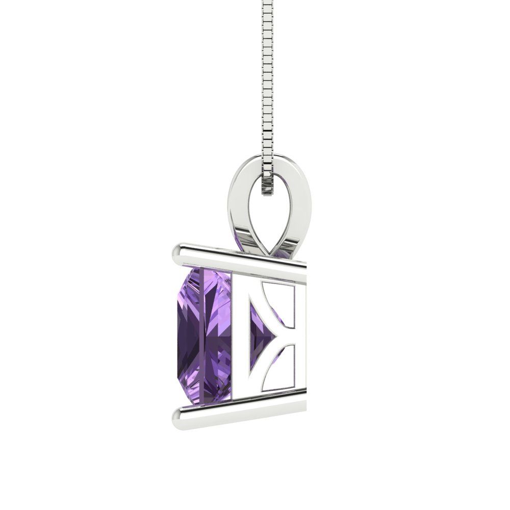 2cttw Princess Cut Alexandrite Gold-Plated 925 Silver Pendant and 18" Box-Chain Necklace