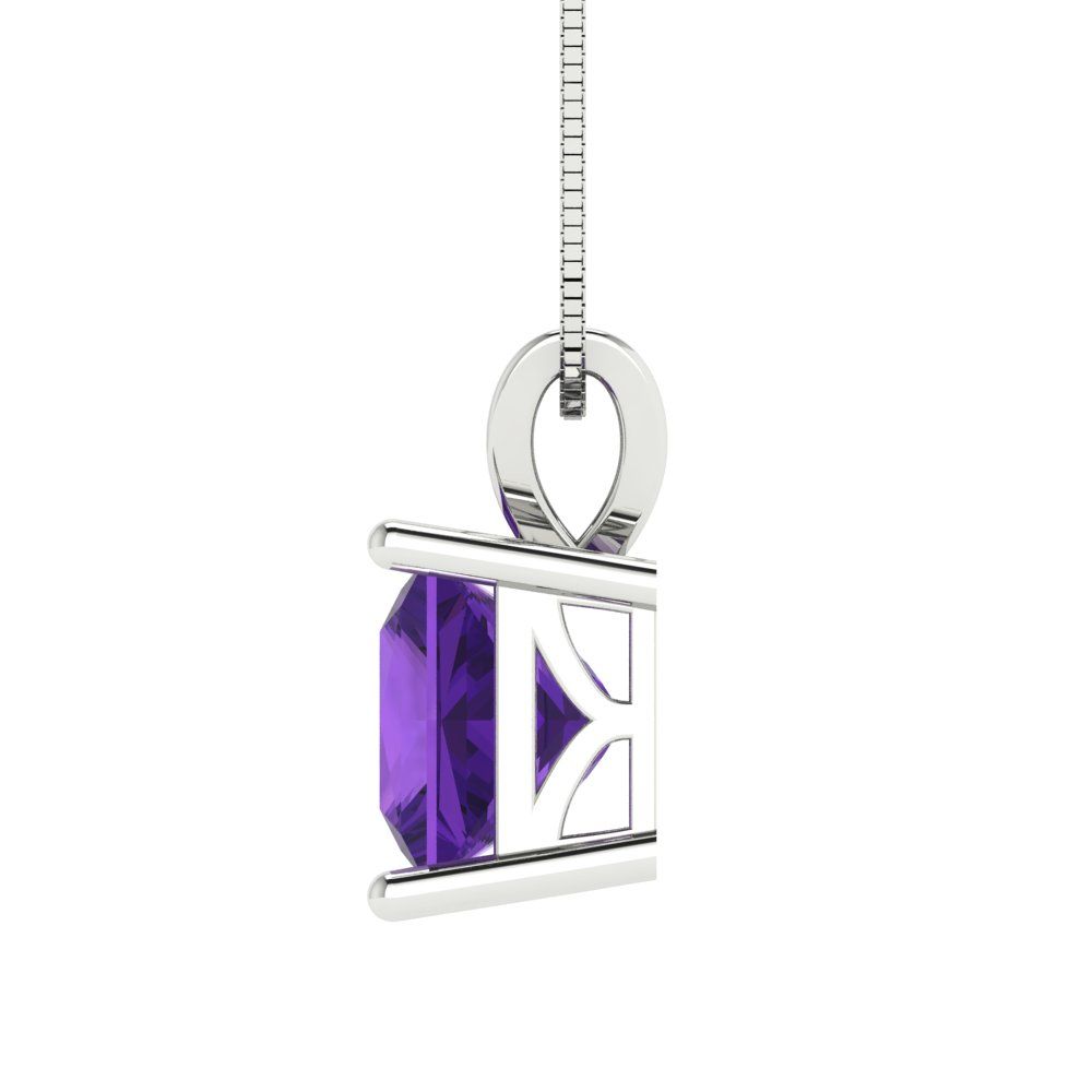2cttw Princess Cut Amethyst Gold-Plated 925 Silver Pendant and 18" Box-Chain Necklace