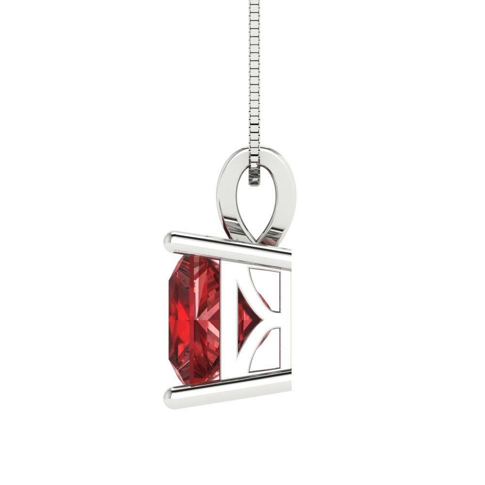 2cttw Princess Cut Garnet Gold-Plated 925 Silver Pendant and 18" Box-Chain Necklace