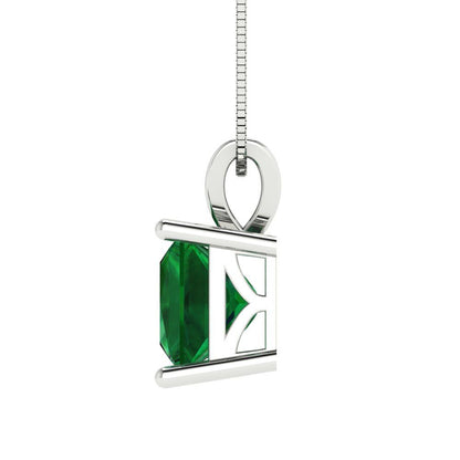 2cttw Princess Cut Emerald Gold-Plated 925 Silver Pendant and 18" Box-Chain Necklace