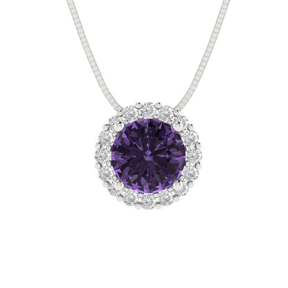 1.16cttw Round Cut Alexandrite Gold-Plated 925 Silver Pendant and 18" Box-Chain Necklace