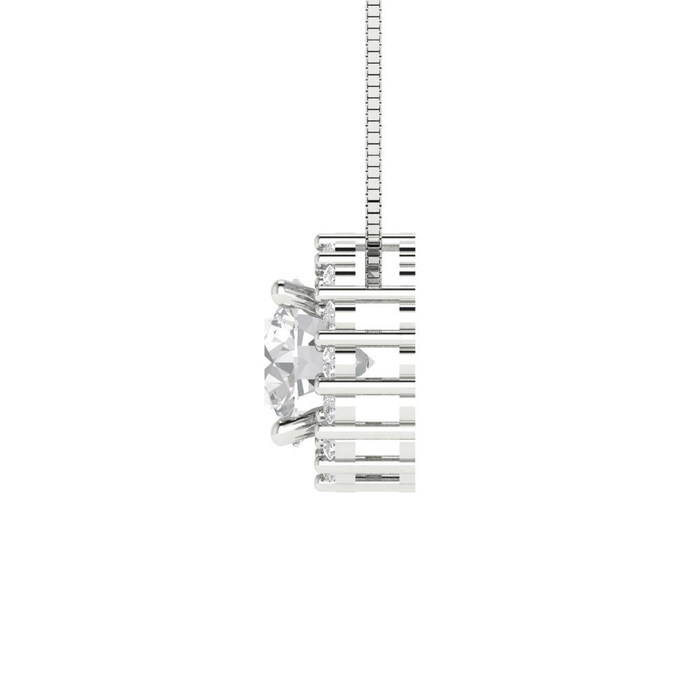1.16cttw Round Cut Clear Gold-Plated 925 Silver Pendant and 18" Box-Chain Necklace