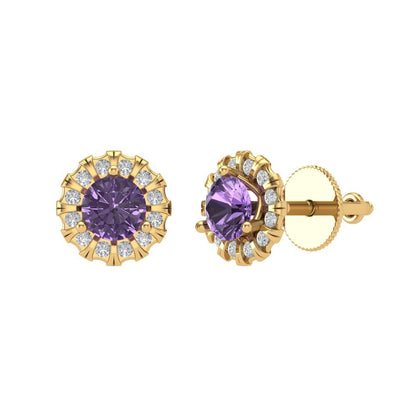 0.8808cttw Alexandrite Gold-Plated 925 Silver Screw Back Stud Earrings