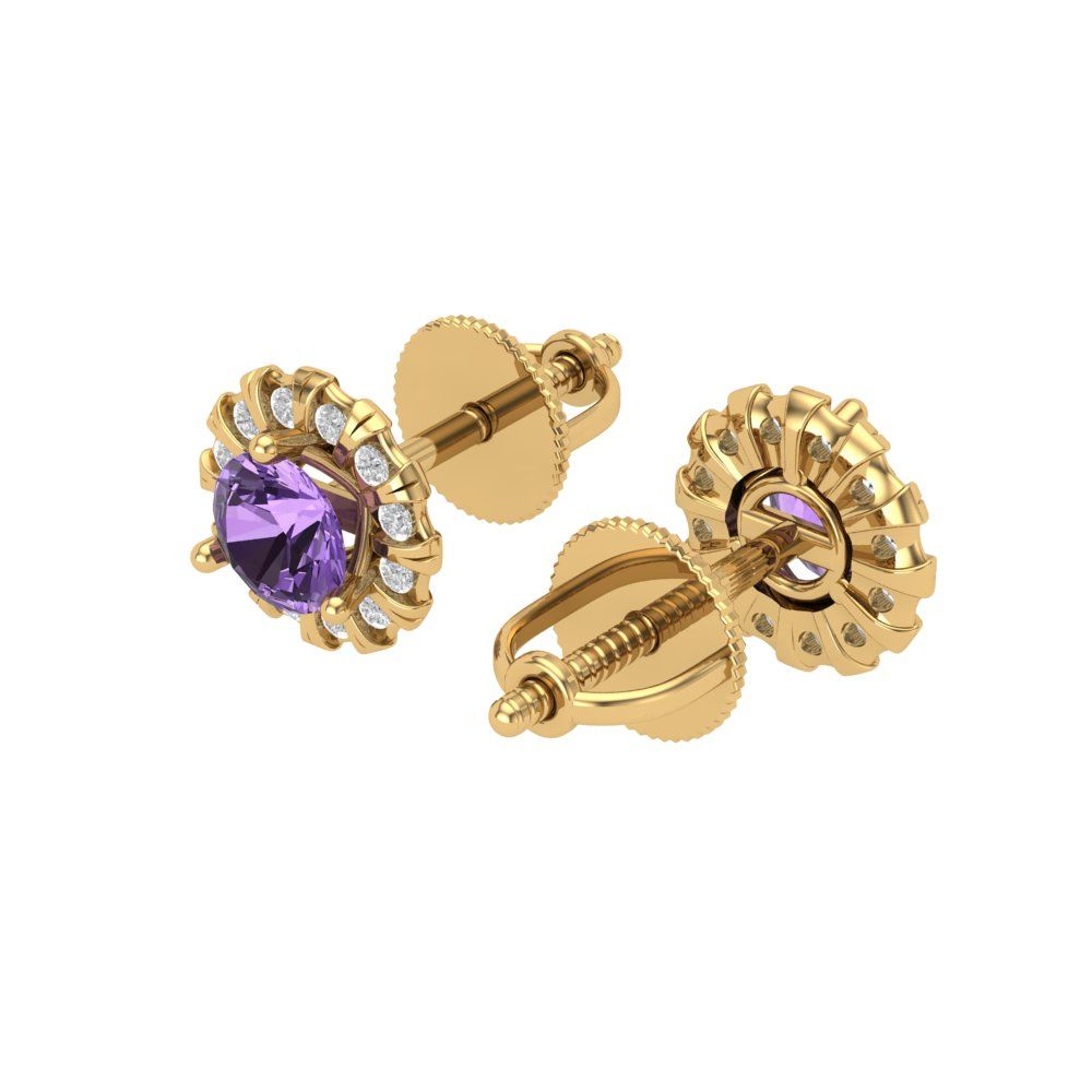 0.8808cttw Alexandrite Gold-Plated 925 Silver Screw Back Stud Earrings