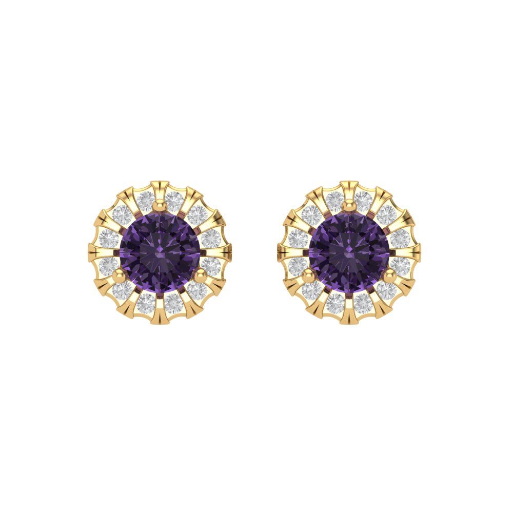 0.8808cttw Alexandrite Gold-Plated 925 Silver Screw Back Stud Earrings