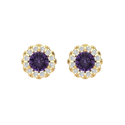 0.8808cttw Alexandrite Gold-Plated 925 Silver Screw Back Stud Earrings