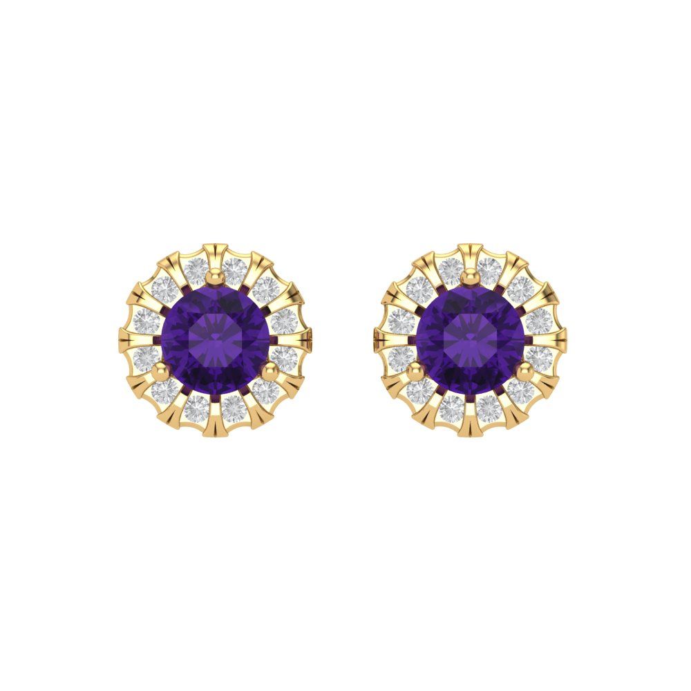 0.8808cttw Amethyst Gold-Plated 925 Silver Screw Back Stud Earrings