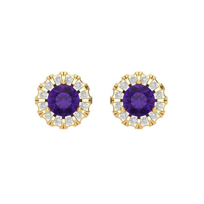 0.8808cttw Amethyst Gold-Plated 925 Silver Screw Back Stud Earrings