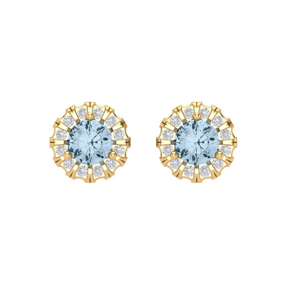 0.8808cttw Aquamarine Gold-Plated 925 Silver Screw Back Stud Earrings