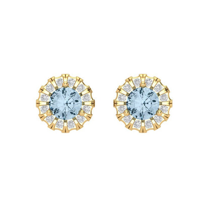 0.8808cttw Aquamarine Gold-Plated 925 Silver Screw Back Stud Earrings