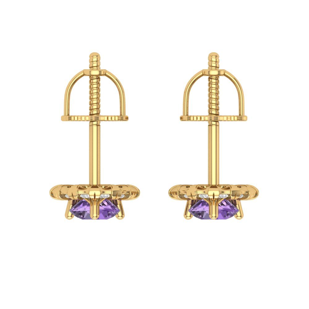 0.8808cttw Alexandrite Gold-Plated 925 Silver Screw Back Stud Earrings