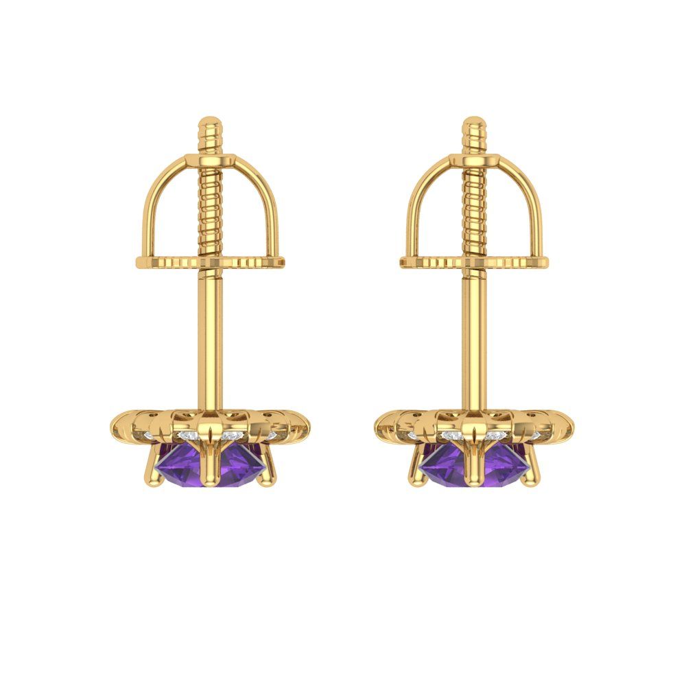 0.8808cttw Amethyst Gold-Plated 925 Silver Screw Back Stud Earrings