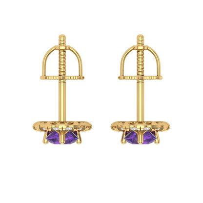 0.8808cttw Amethyst Gold-Plated 925 Silver Screw Back Stud Earrings
