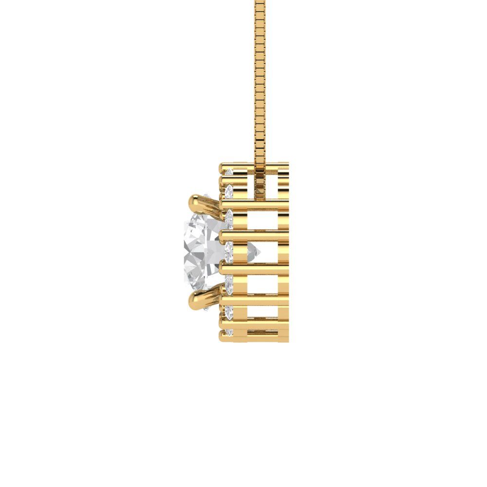1.16cttw Round Cut Clear Gold-Plated 925 Silver Pendant and 18" Box-Chain Necklace