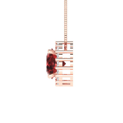 1.16cttw Round Cut Garnet Gold-Plated 925 Silver Pendant and 18" Box-Chain Necklace