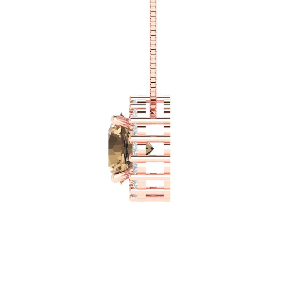 1.16cttw Round Cut Champagne Gold-Plated 925 Silver Pendant and 18" Box-Chain Necklace