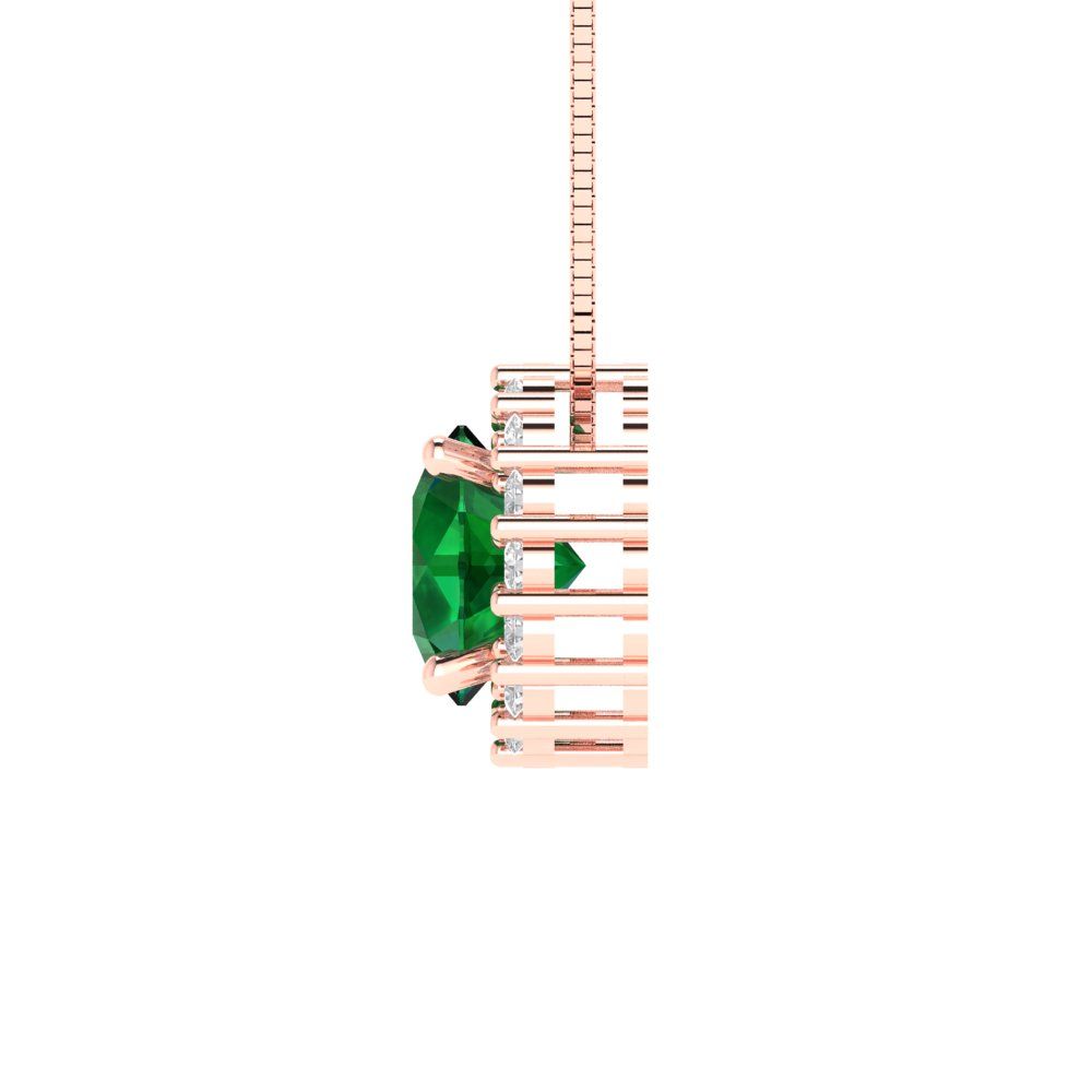 1.16cttw Round Cut Emerald Gold-Plated 925 Silver Pendant and 18" Box-Chain Necklace