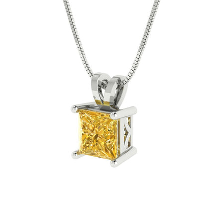 1cttw Princess Cut Citrine Gold-Plated 925 Silver Pendant and 18" Box-Chain Necklace