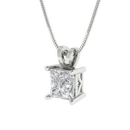 1cttw Princess Cut Clear Gold-Plated 925 Silver Pendant and 18" Box-Chain Necklace