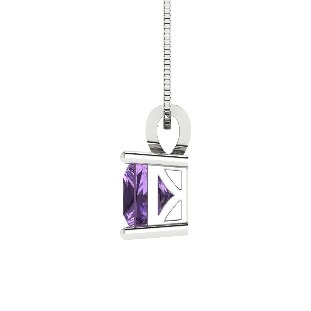 1cttw Princess Cut Alexandrite Gold-Plated 925 Silver Pendant and 18" Box-Chain Necklace