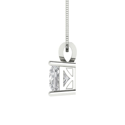 1cttw Princess Cut Clear Gold-Plated 925 Silver Pendant and 18" Box-Chain Necklace
