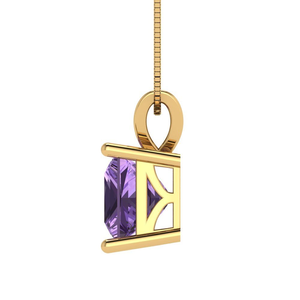 2cttw Princess Cut Alexandrite Gold-Plated 925 Silver Pendant and 18" Box-Chain Necklace