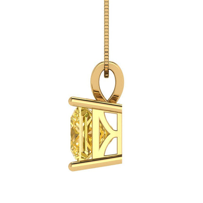 2cttw Princess Cut Citrine Gold-Plated 925 Silver Pendant and 18" Box-Chain Necklace