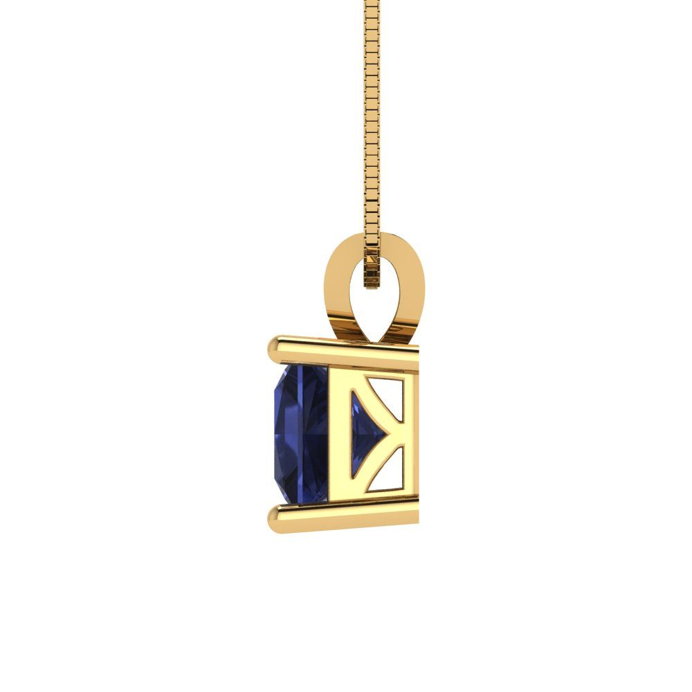1cttw Princess Cut Blue Sapphire Gold-Plated 925 Silver Pendant and 18" Box-Chain Necklace