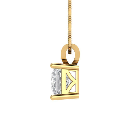 1cttw Princess Cut Clear Gold-Plated 925 Silver Pendant and 18" Box-Chain Necklace