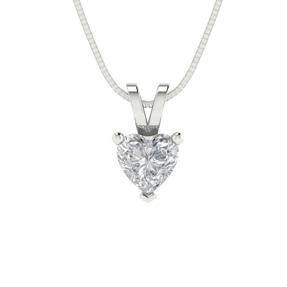 0.5cttw Heart Cut Clear Gold-Plated 925 Silver Pendant and 18" Box-Chain Necklace