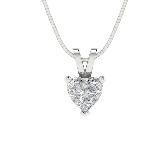 0.5cttw Heart Cut Clear Gold-Plated 925 Silver Pendant and 18" Box-Chain Necklace