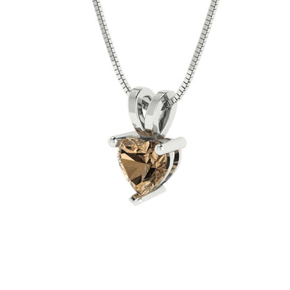 0.5cttw Heart Cut Champagne Gold-Plated 925 Silver Pendant and 18" Box-Chain Necklace