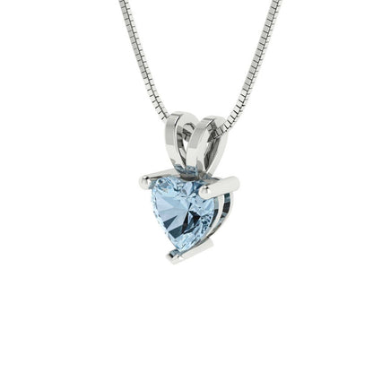 0.5cttw Heart Cut Aquamarine Gold-Plated 925 Silver Pendant and 18" Box-Chain Necklace